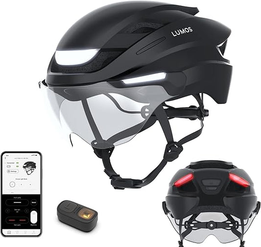 Lumos Ultra E-Bike Smart Helmet | NTA 8776 Certified | Front & Rear LED Lights | Retractable Face Shield | App Controlled | EBike, Scooter, Cycling, Bicycle | Adults, Men Women